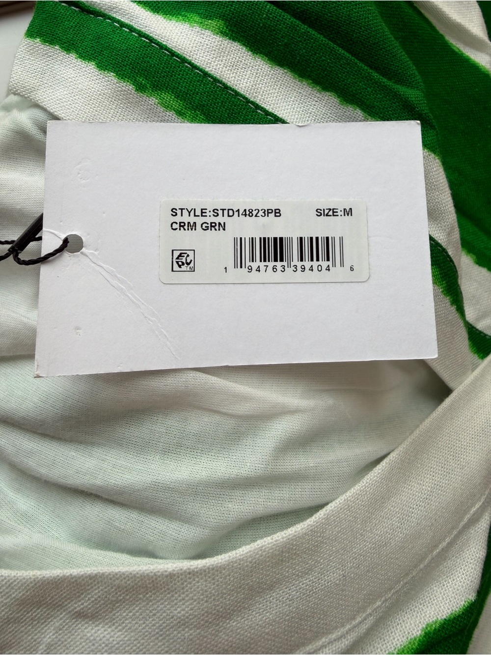 Sugarlips Rony Green/White Smocked Linen Maxi Dress Size M - Picture 9 of 10